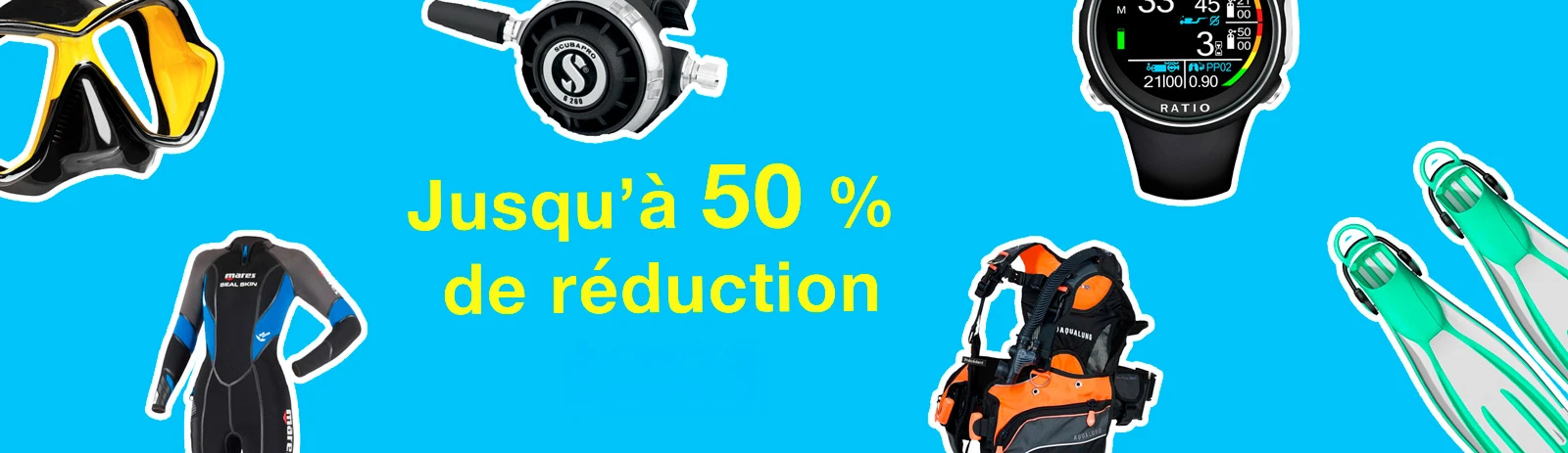 Matériel de plongée en déstockage – visuel promotion bons plans